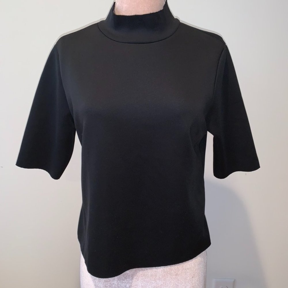 Zara Black Short Sleeve High Neck Blouse